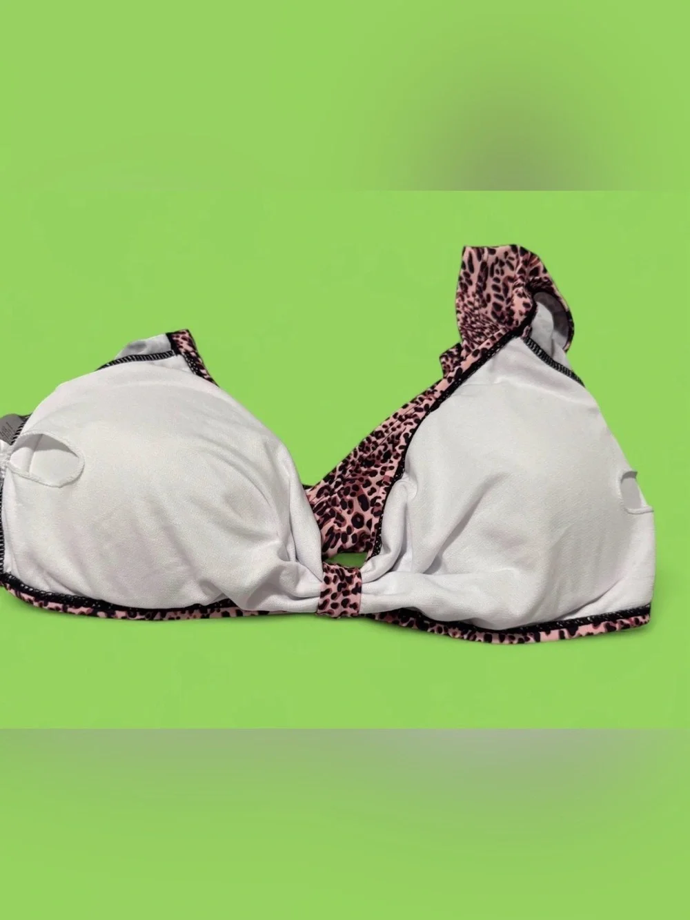 Pink Leopard Knot Front swim top